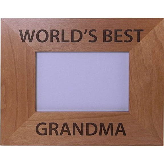 World's Best Grandma Engraved Alder Wood Picture Photo Frame - Great Gift for Mothers's Day Birthday or Christmas Gift for Mom Grandma Wife