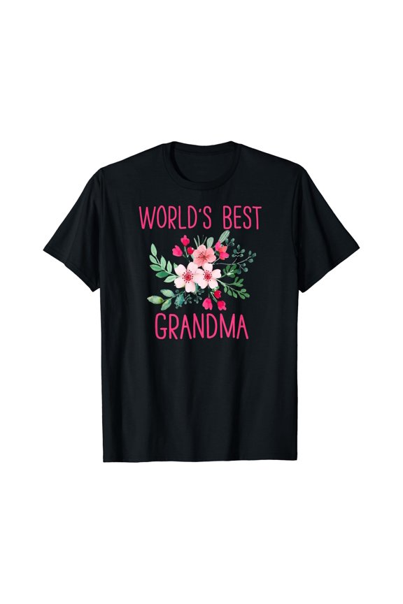 World's Best Grandma Shirt Gift For Grandma Flower T-Shirt