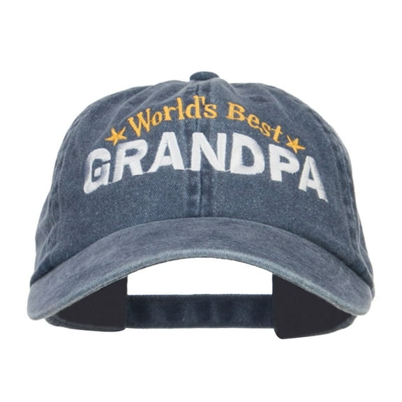 World's Best Grandpa Embroidered Washed Cap - Navy OSFM
