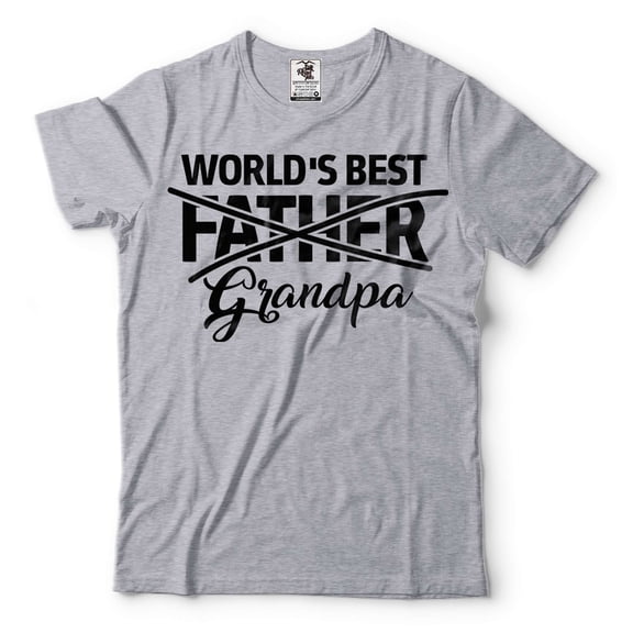 World's Best Grandpa Shirt New Grandpa T Shirt Promoted To Grandpa Shirt Grandpa Funny Shirt (X-Large Grey)