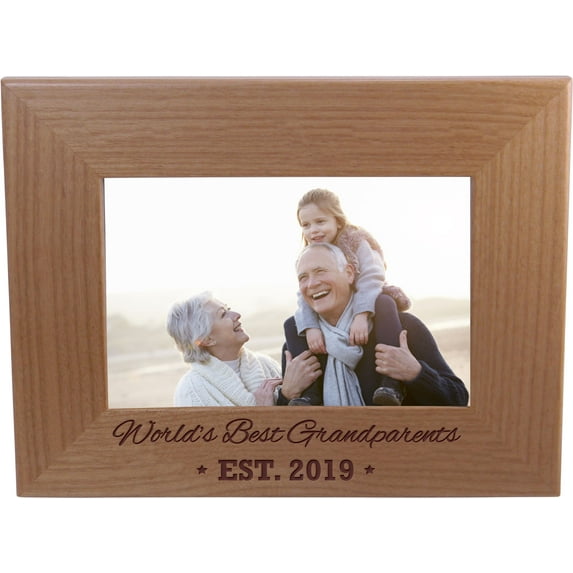 World's Best Grandparents EST. 2019 4-inch x 6-Inch Wood Picture Frame