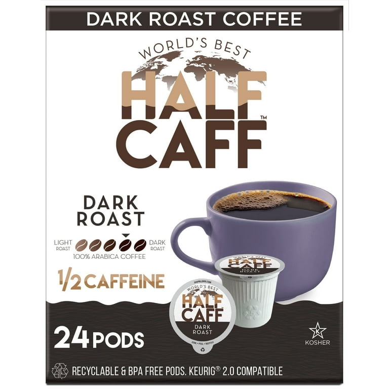 World's Best Half Caff Dark Roast Coffee, K-Cup Compatible, 24ct