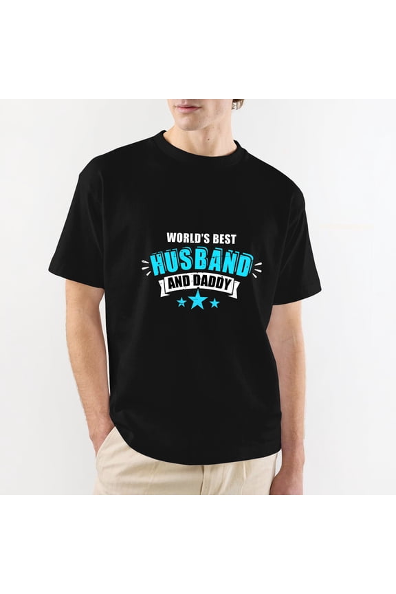 World's Best Husband and Daddy Black Cotton T-Shirt 2XL