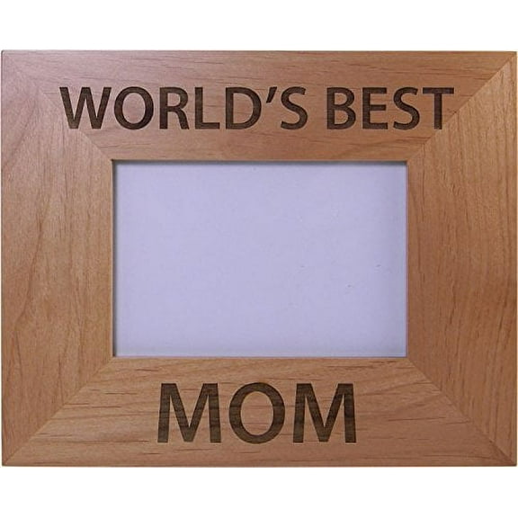 World's Best Mom Engraved Alder Wood Picture Photo Frame - Great Gift for Mothers's Day Birthday or Christmas Gift for Mom Grandma Wife