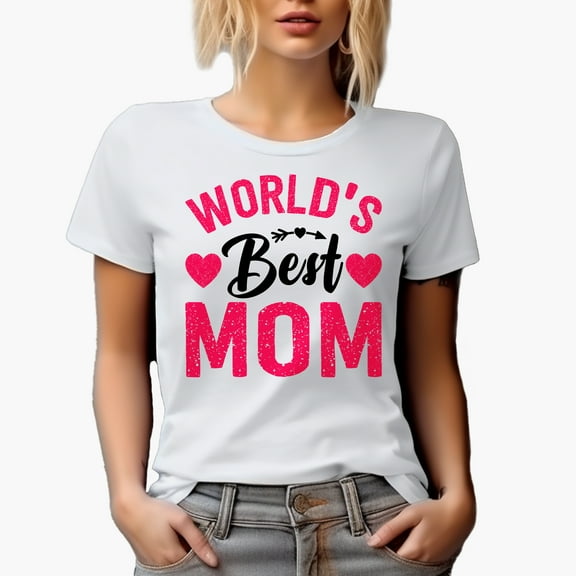 World's Best Mom, Mother's Day, White T-Shirt, Large