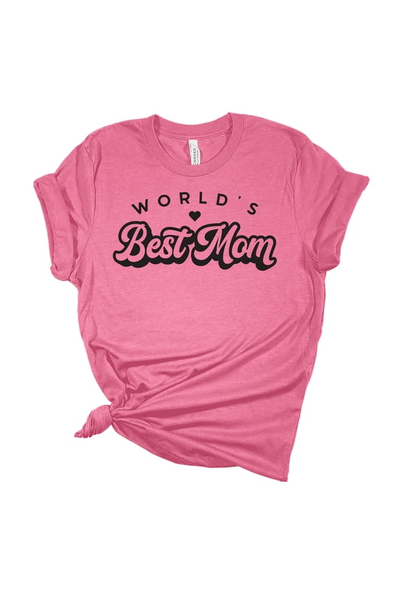 World's Best Mom Mother's Day Women's Short Sleeve T-shirt Graphic Tee-Pink-large