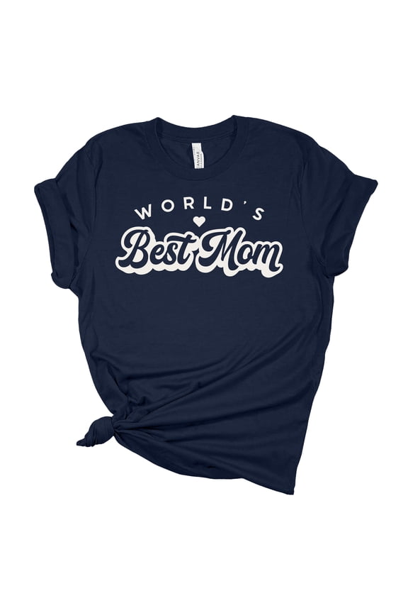 World's Best Mom Mother's Day Women's Short Sleeve T-shirt Graphic Tee-navy Blue-medium