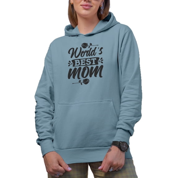World's Best Mom, Mother's Day or Birthday, Light Blue Hooded Sweatshirt or Hoodie, 2XL