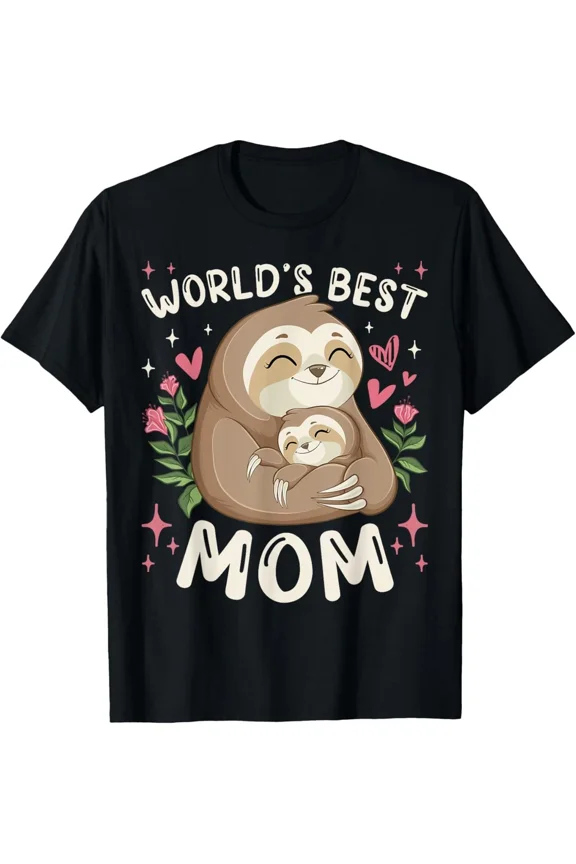 World's Best Mom Sloth Mother Child Pajama Mother's Day Gift Unisex T-Shirt, up to Size 5XL