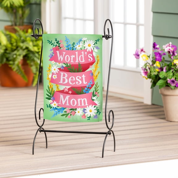 World's Best Mom Suede Garden Flag
