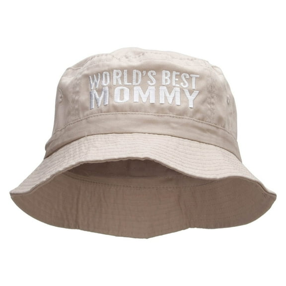 World's Best Mommy Embroidered Bucket Hat - Natural OSFM