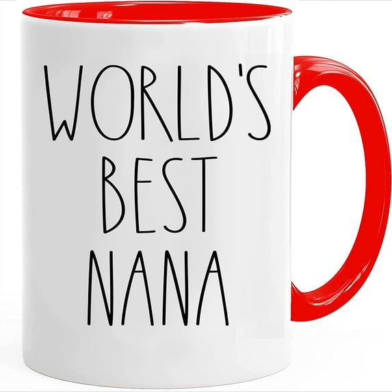 World's Best Nana Mug | Nana Rae Dunn Style Coffee Cup | Rae Dunn Inspired | The Best Nana Ever Coffee Mug Nana Birthday Mug For Nana Coffee Mug Tea Cup White 11oz (11oz, Accent Mug)