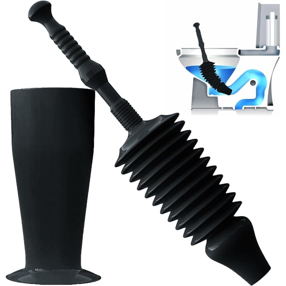 World's Best Plunger - Unclogger Tools for Unblocking Toilet - Heavy Duty Plungers for Bathroom - Unique Unblocker Design - Remover Tool to Unblock Toilet Blockage - Black