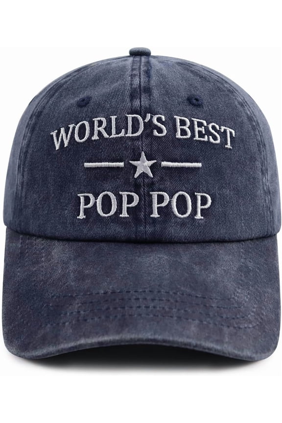 World's Best Poppop Hat for Men, Funny Adjustable Cotton Embroidered Grandpa Baseball Cap