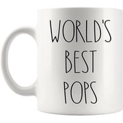 World's Best Pops Mug | Pops Rae Dunn Style Coffee Cup | Rae Dunn Inspired | The Best Pops Ever Coffee Mug | Pops Birthday Mug For Pops Coffee Mug Tea Cup 11oz