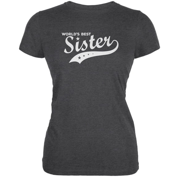 World's Best Sister Dark Heather Juniors Soft T-Shirt - Large