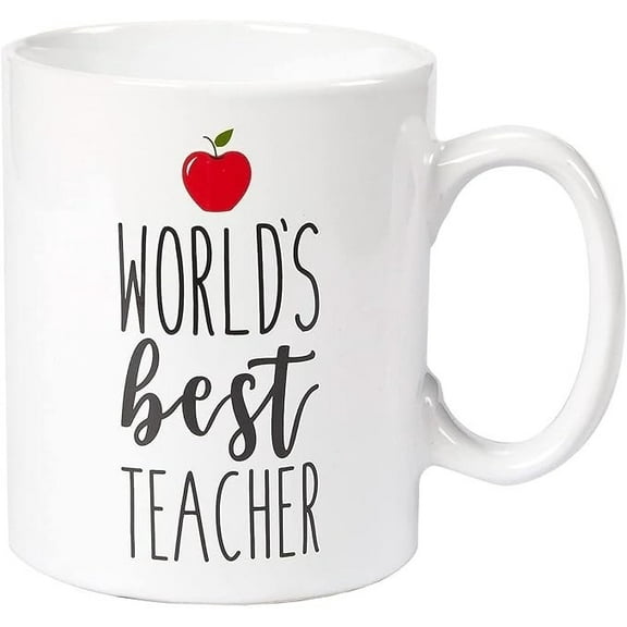 World's Best Teacher Mug 16oz - Large White Ceramic Coffee Cup for Men and Women