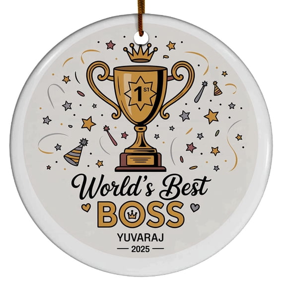 Worlds Boss Christmas Ornament 2025, Boss Leader Manager Coworker Christmas Ornament Keepsake, Custom Name Text Date Christmas Ornament Gift