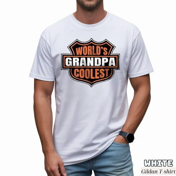 World's Coolest Grandpa Shirt Funny Grandpa T-Shirt Men's Cotton Tee Father's Day Birthday Gift for Grandpa Papa Pop-Pop S-5XL