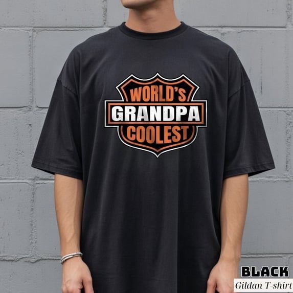 World's Coolest Grandpa Shirt Funny Grandpa T-Shirt Men's Cotton Tee Father's Day Birthday Gift for Grandpa Papa Pop-Pop S-5XL