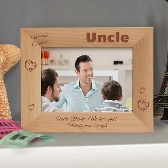 World's Coolest Uncle Personalized Wooden Picture Frame-10" x 8" Brown Horizontal