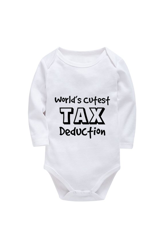 World's Cutest Tax Deduction Newborn Welcome Home Outfit Girl Long Sleeve Baby Boy Home from Hospital Outfit White Funny Bab