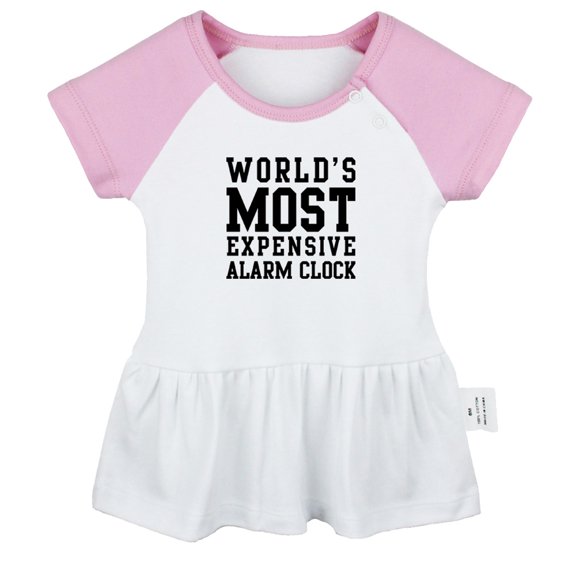 World's Most Expensive Alarm Clock Funny Dresses For Baby, Newborn Babies Skirts, Infant Princess Dress, 0-24M Kids Graphic Clothes (Pink Raglan Dresses, 12-18 Months)
