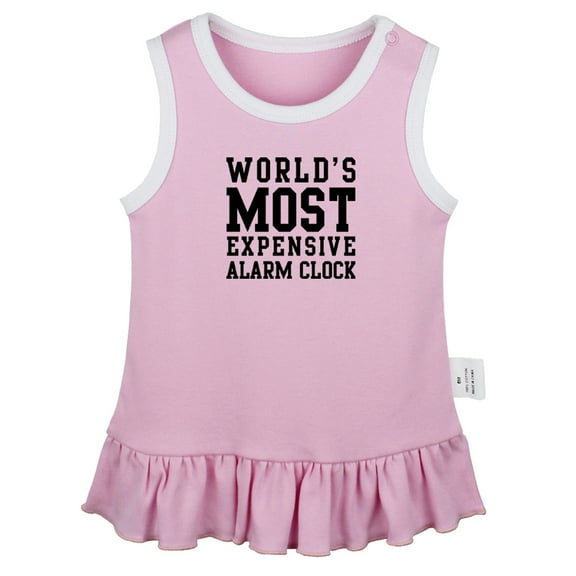 World's Most Expensive Alarm Clock Funny Dresses For Baby, Newborn Babies Skirts, Infant Princess Dress, 0-24M Kids Graphic Clothes (Pink Sleeveless Dresses, 18-24 Months)