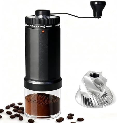 World's First 60g Large Capacity Manual Coffee Grinder, Portable Hand Coffee Bean Mill with 40 Adjustable Settings, Stainless steel Burr Grinder for Espresso, Pour Over, Camping, Travel, Gift, etc