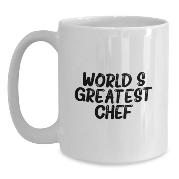 World's Greatest Chef Funny Quote White Coffee Mug Gifts for Chef Men, 11oz or 15oz, Ceramic, Microwave and Dishwasher Safe, Gifts from Family, Unique Graduation Gifts