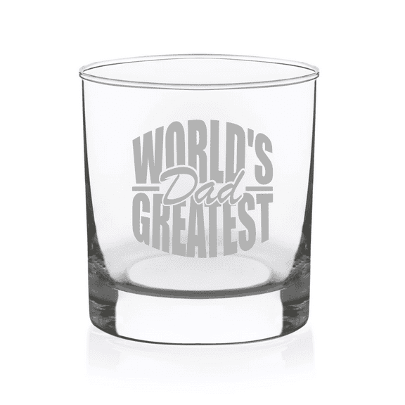 World's Greatest Dad Whiskey Rocks Glass - Dad Gift for Men -11 oz.