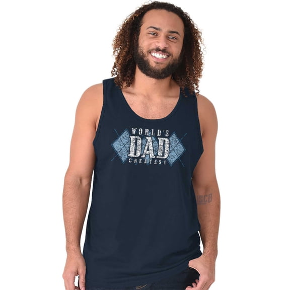 World's Greatest Dad Argyle Fathers Mens Big & Tall Graphic Tank Top Brisco Brands 2X