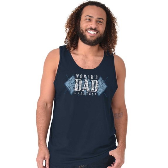 World's Greatest Dad Argyle Fathers Tank Top Sleeveless Tee Men Brisco Brands S