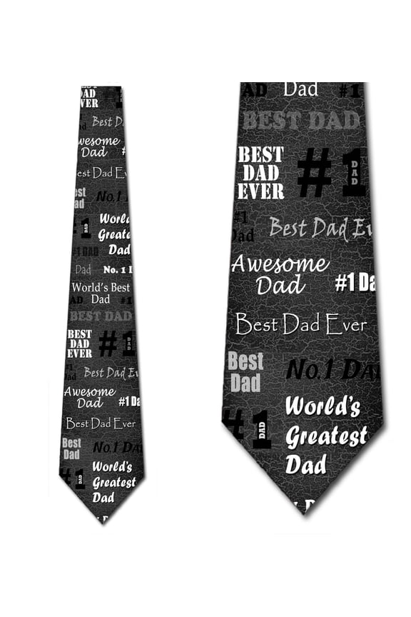 World's Greatest Dad - Charcoal Gray Necktie Mens Tie by Three Rooker