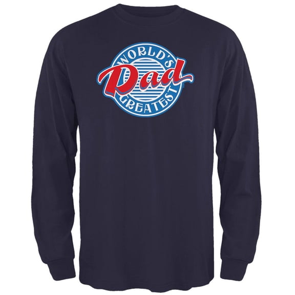 World's Greatest Dad Circle Mens Long Sleeve T Shirt Navy 3X-LG