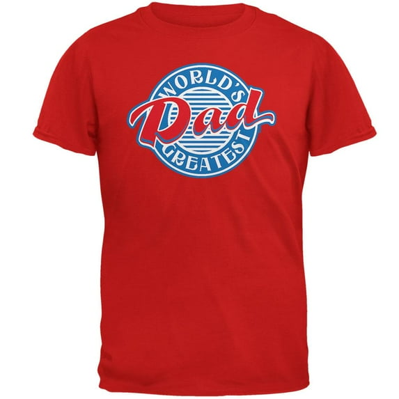 World's Greatest Dad Circle Mens T Shirt Red X-LG