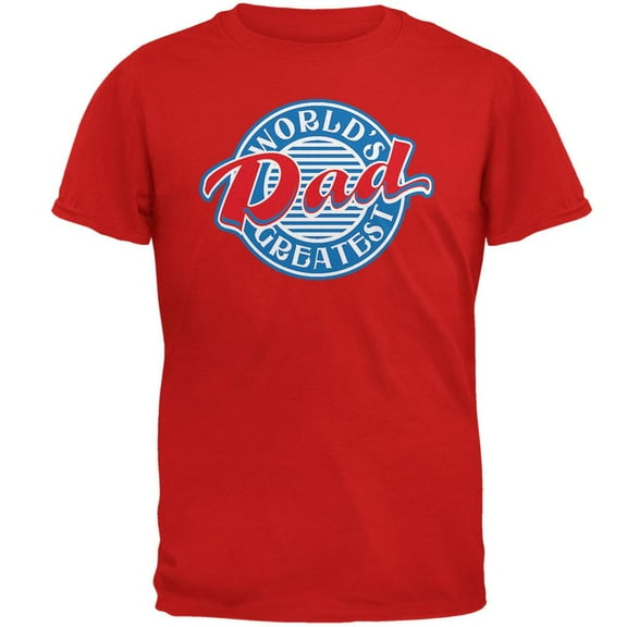 World's Greatest Dad Circle Mens T Shirt Red X-LG