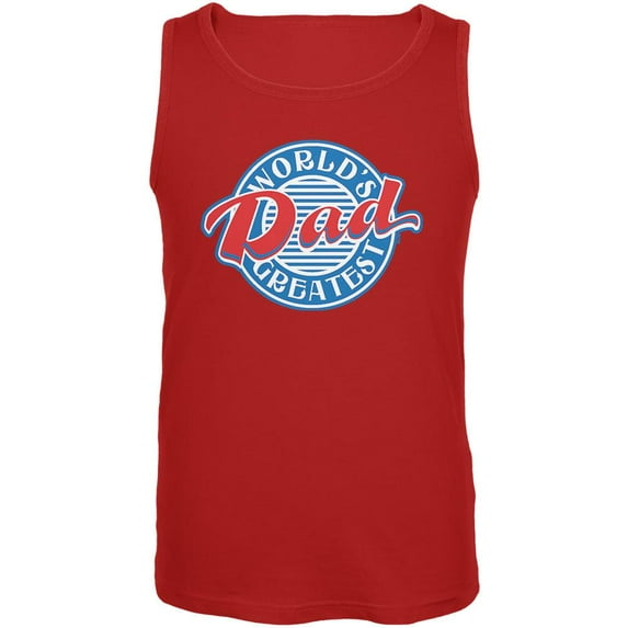 World's Greatest Dad Circle Mens Tank Top Red X-LG