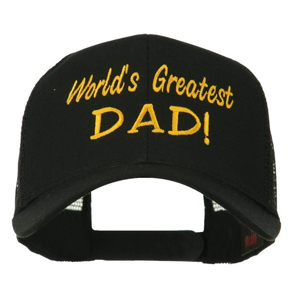 World's Greatest Dad Embroidered Mesh Back Cap - Black OSFM