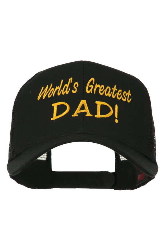 World's Greatest Dad Embroidered Mesh Back Cap - Black OSFM