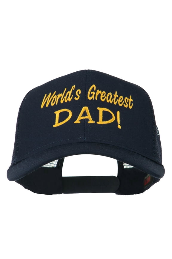 World's Greatest Dad Embroidered Mesh Back Cap - Navy OSFM