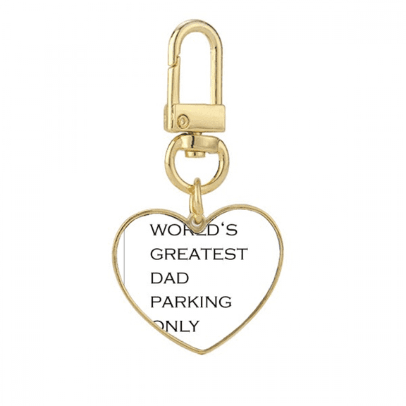 World's Greatest Dad Father's Festival Quote Gold Heart Keychain Metal Keyring Holder