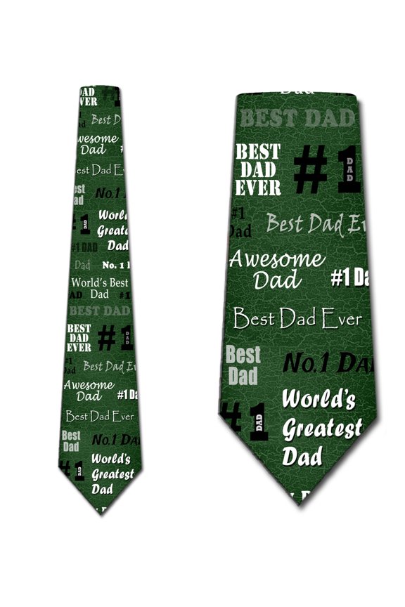 World's Greatest Dad - Green Necktie Mens Tie by Three Rooker