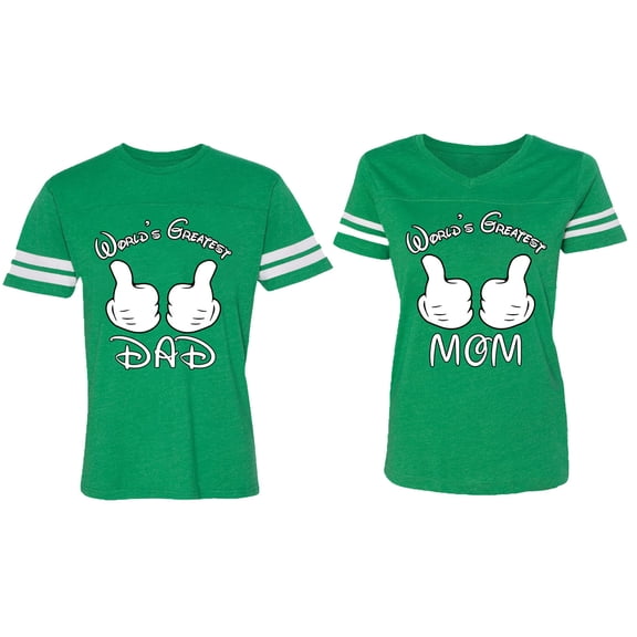 World's Greatest Dad Mom Matching Couple Cotton Jerseys (Men Green / Women Green) (Men XL / Women XXL)