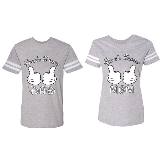 World's Greatest Dad Mom Matching Couple Cotton Jerseys (Men Heather / Women Heather) (Men S / Women S)