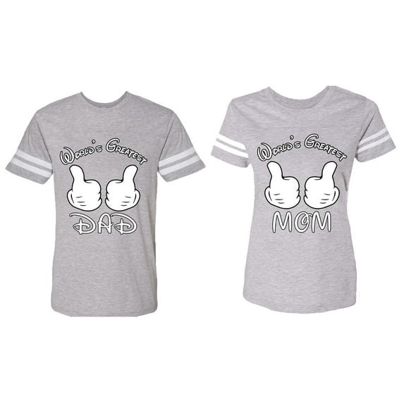 World's Greatest Dad Mom Matching Couple Cotton Jerseys (Men Heather / Women Heather) (Men S / Women XL)