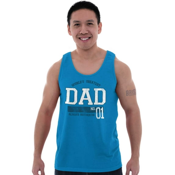 Fathers Day World's Greatest Dad No 1 Tank Top Sleeveless Tee Men Brisco Brands 2X