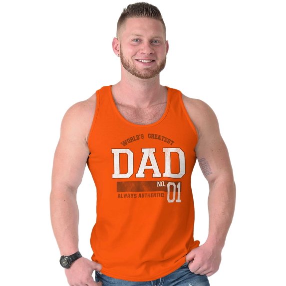 Fathers Day World's Greatest Dad No 1 Tank Top Sleeveless Tee Men Brisco Brands X