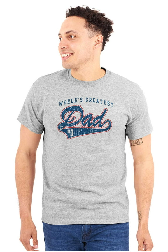 World's Greatest Dad Number 1 Father Men's Graphic T Shirt Tees Brisco Brands L