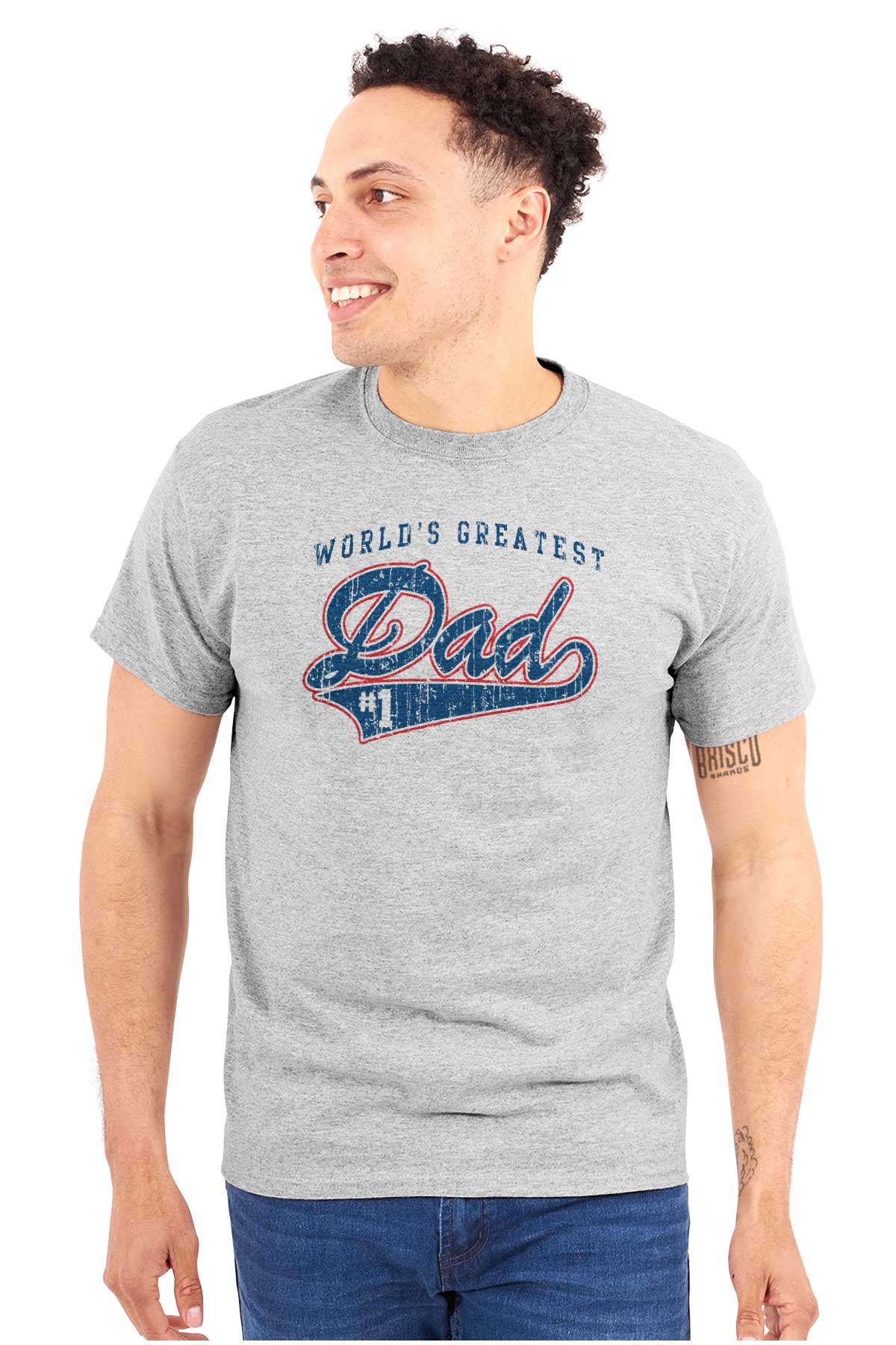 World's Greatest Dad Number 1 Father Men's Graphic T Shirt Tees Brisco Brands S - image 1 of 5